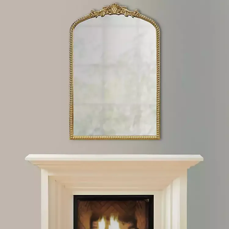 Decorative Mirrors-Kirklands Home Gold Lilbeth Baroque Beaded Wall Mirror