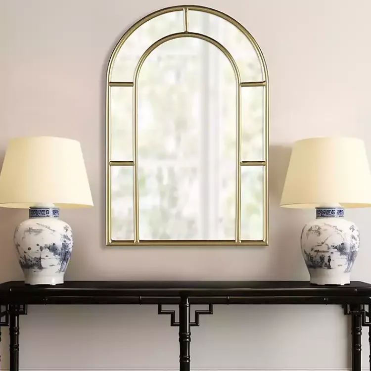 Decorative Mirrors-Kirklands Home Martha Stewart Gold Paned Arch Wall Mirror
