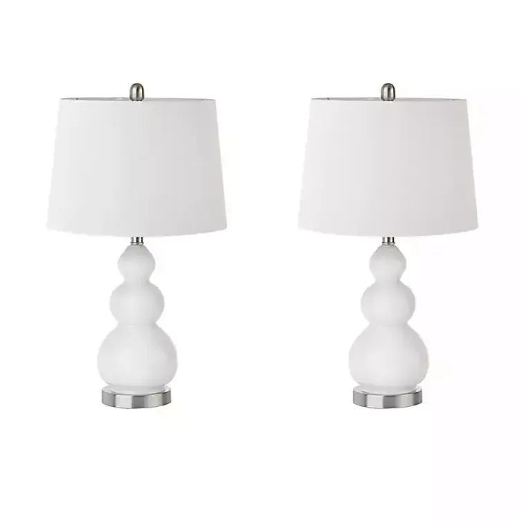 Table Lamps-Kirklands Home Glass Covey Table Lamps, Set of 2 White