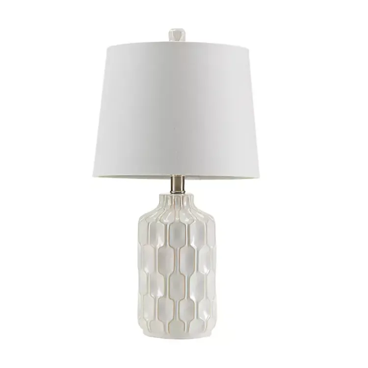 Table Lamps-Kirklands Home Ivory Contour Ceramic Table Lamp White