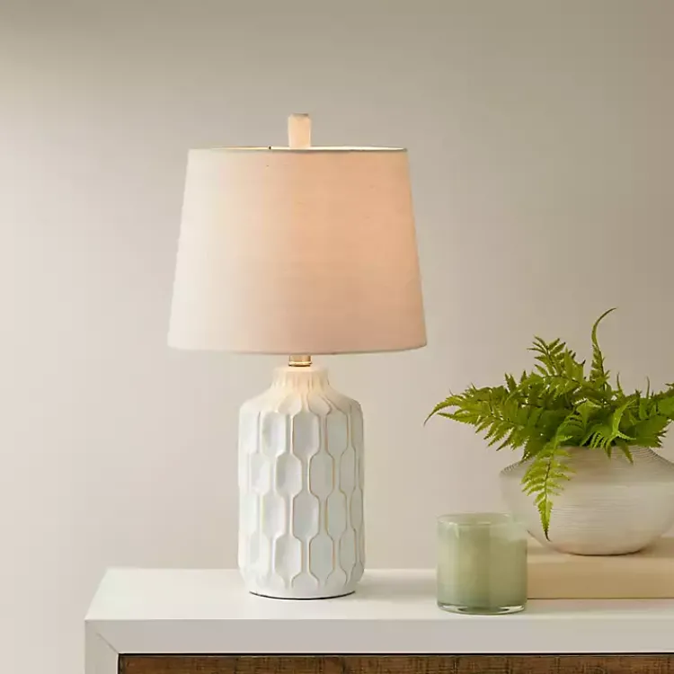 Table Lamps-Kirklands Home Ivory Contour Ceramic Table Lamp White