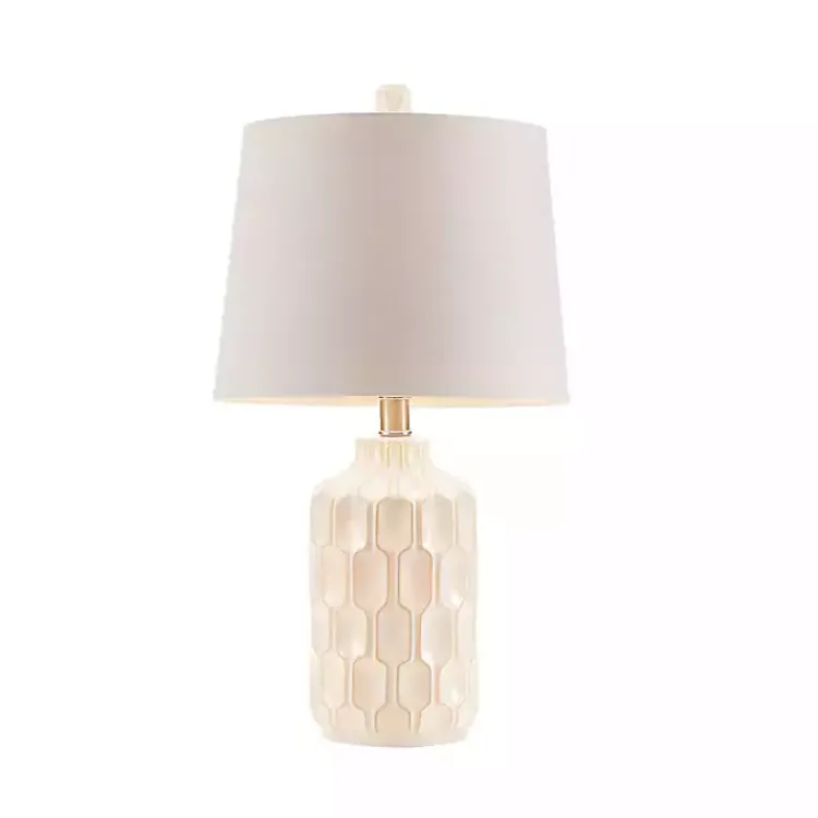 Table Lamps-Kirklands Home Ivory Contour Ceramic Table Lamp White
