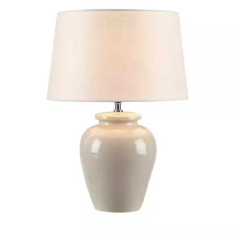 Table Lamps-Kirklands Home Cream Glazed Ceramic Anzio Table Lamp White