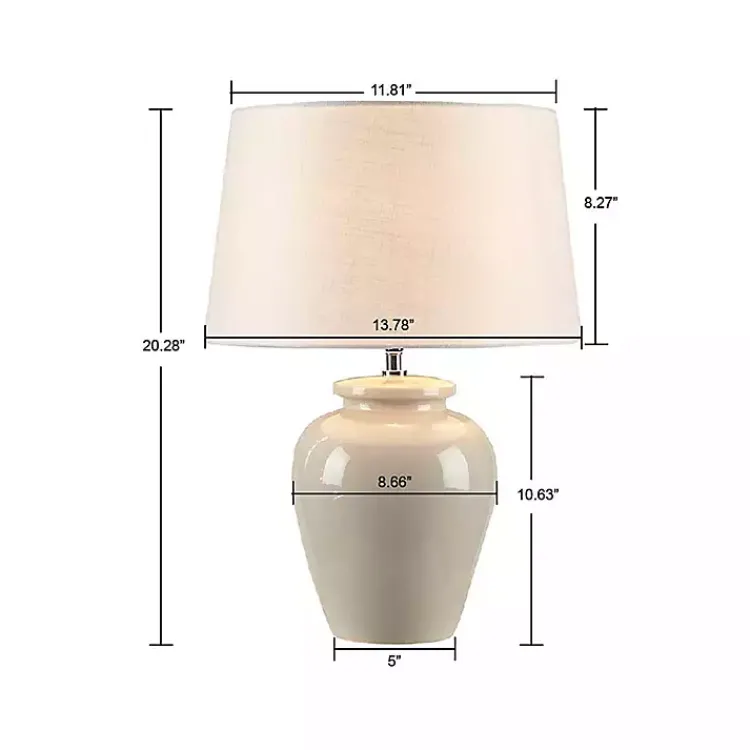 Table Lamps-Kirklands Home Cream Glazed Ceramic Anzio Table Lamp White