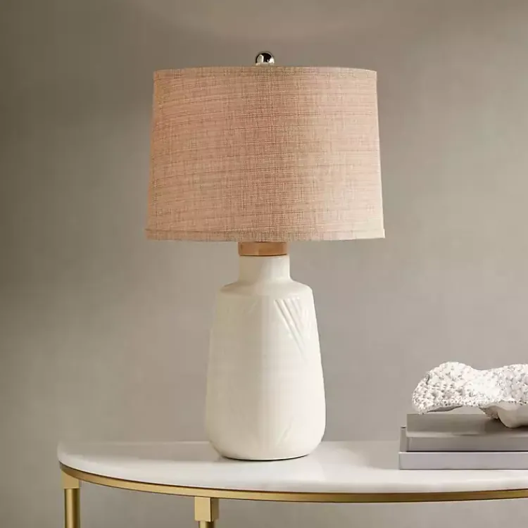 Table Lamps-Kirklands Home Ivory Textured Ceramic Boho Table Lamp Brown