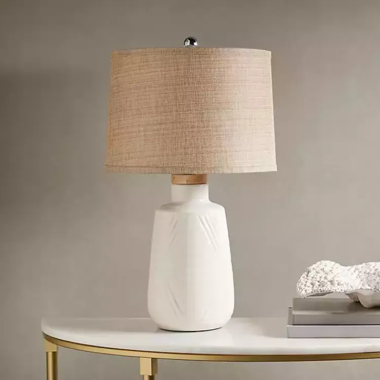 Table Lamps-Kirklands Home Ivory Textured Ceramic Boho Table Lamp Brown