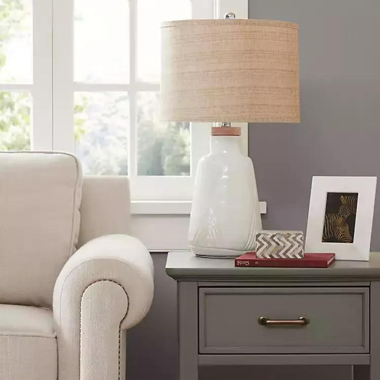 Table Lamps-Kirklands Home Ivory Textured Ceramic Boho Table Lamp Brown
