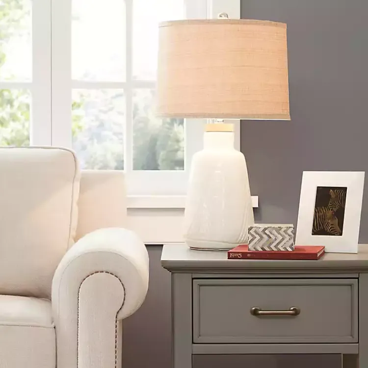 Table Lamps-Kirklands Home Ivory Textured Ceramic Boho Table Lamp Brown