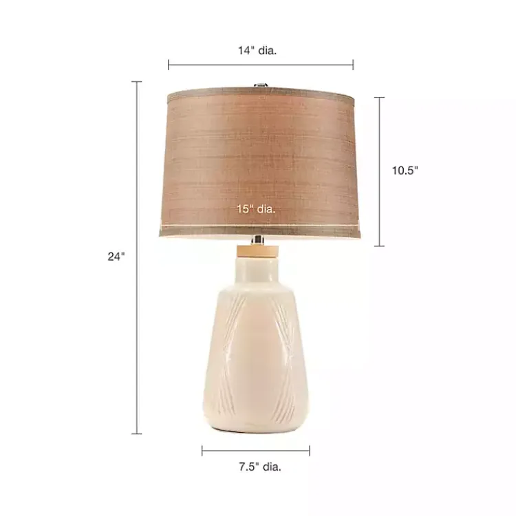 Table Lamps-Kirklands Home Ivory Textured Ceramic Boho Table Lamp Brown