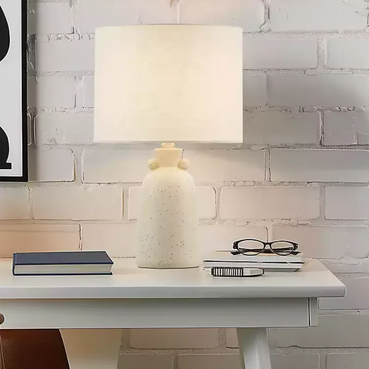 Table Lamps-Kirklands Home Cream Speckled Ceramic Table Lamp White