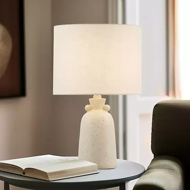 Table Lamps-Kirklands Home Cream Speckled Ceramic Table Lamp White