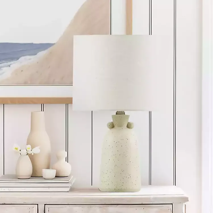 Table Lamps-Kirklands Home Cream Speckled Ceramic Table Lamp White