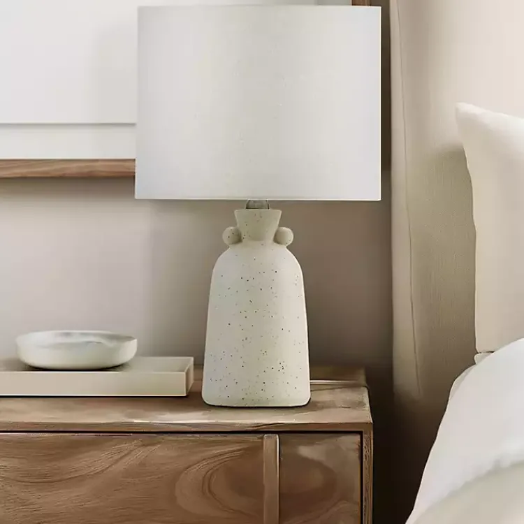 Table Lamps-Kirklands Home Cream Speckled Ceramic Table Lamp White