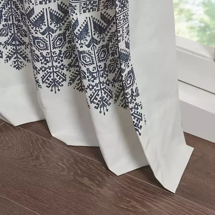 Curtains & Drapes-Kirklands Home Mila Horizontal Stripe Curtain Panel, 84 in. Blue