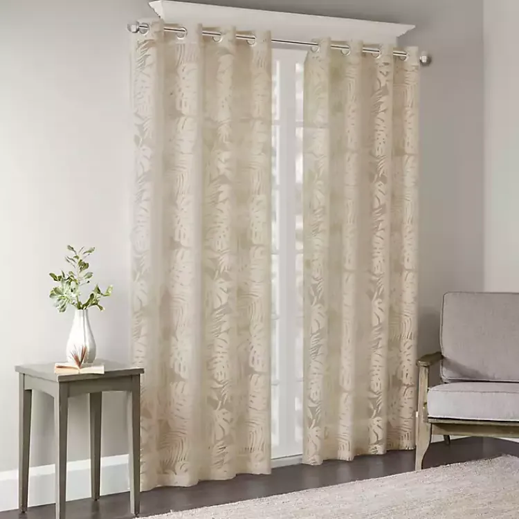 Curtains & Drapes-Kirklands Home Leilani Palm Leaf Curtain Panel, 84 in. Tan