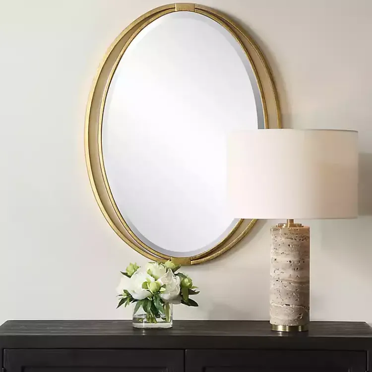 Decorative Mirrors-Kirklands Home Oval Rhodes Gold Wall Mirror