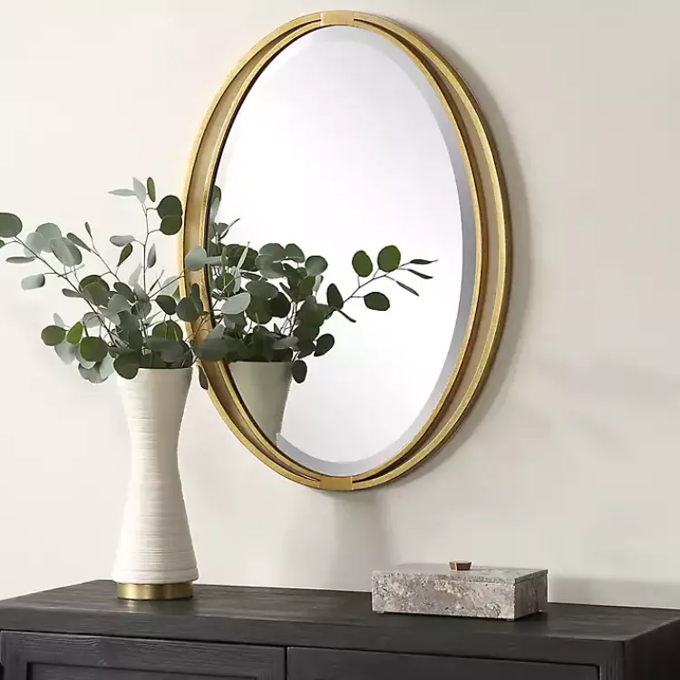 Decorative Mirrors-Kirklands Home Oval Rhodes Gold Wall Mirror