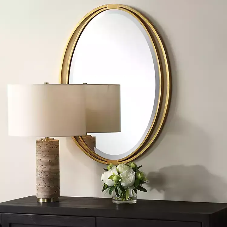 Decorative Mirrors-Kirklands Home Oval Rhodes Gold Wall Mirror