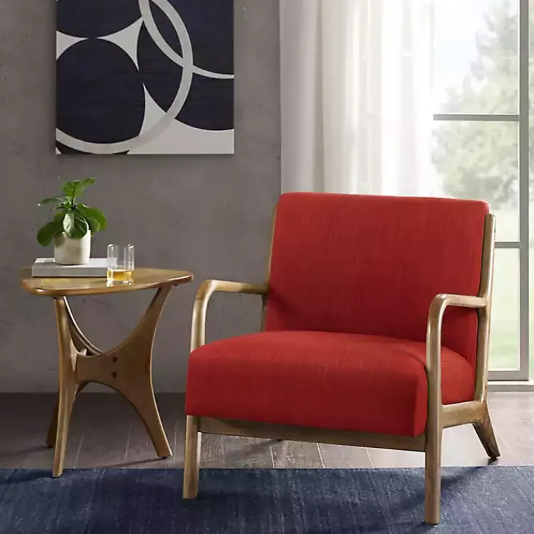 Accent Chairs-Kirklands Home Nolan Mid-Century Modern Accent Chair Red