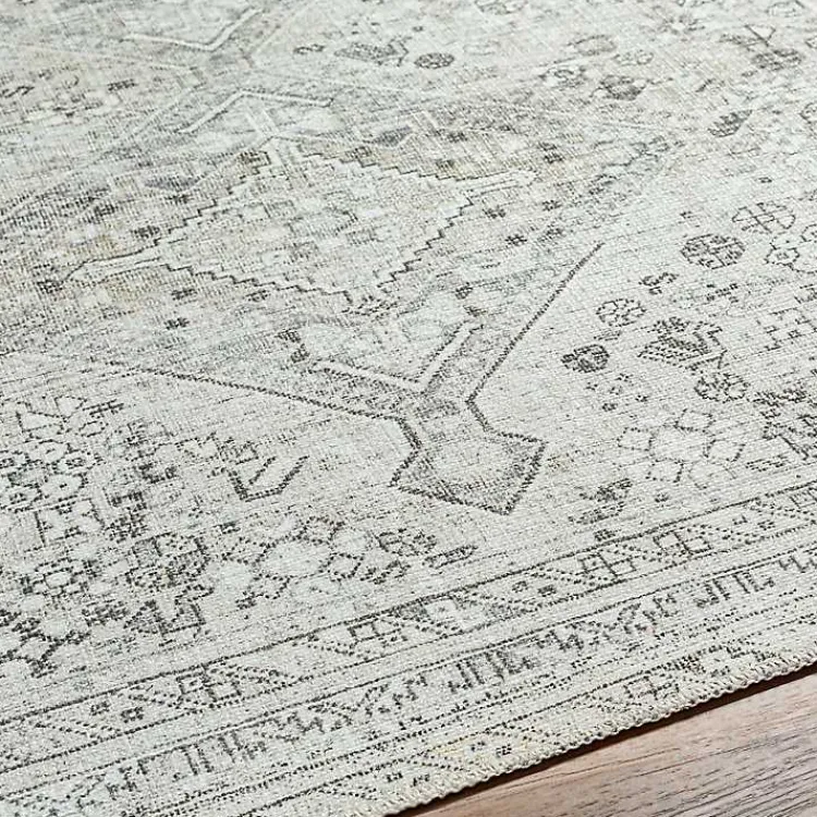 Area Rugs-Kirklands Home Cream Traditional Washable Area Rug, 5x7 Ivory