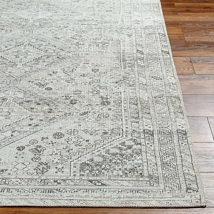 Area Rugs-Kirklands Home Cream Traditional Washable Area Rug, 6x9 Ivory