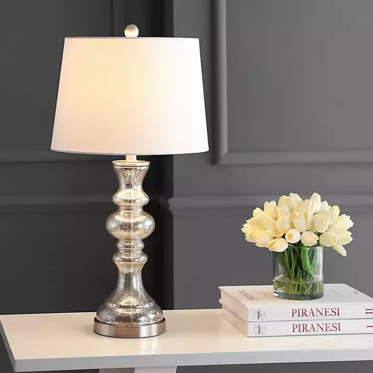 Table Lamps-Kirklands Home Mercury Glass Jaiden Table Lamp White