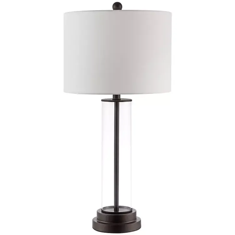 Table Lamps-Kirklands Home Glass Column Cassian Table Lamp White