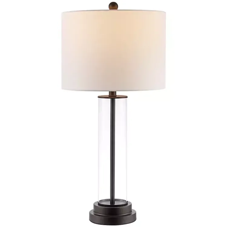 Table Lamps-Kirklands Home Glass Column Cassian Table Lamp White