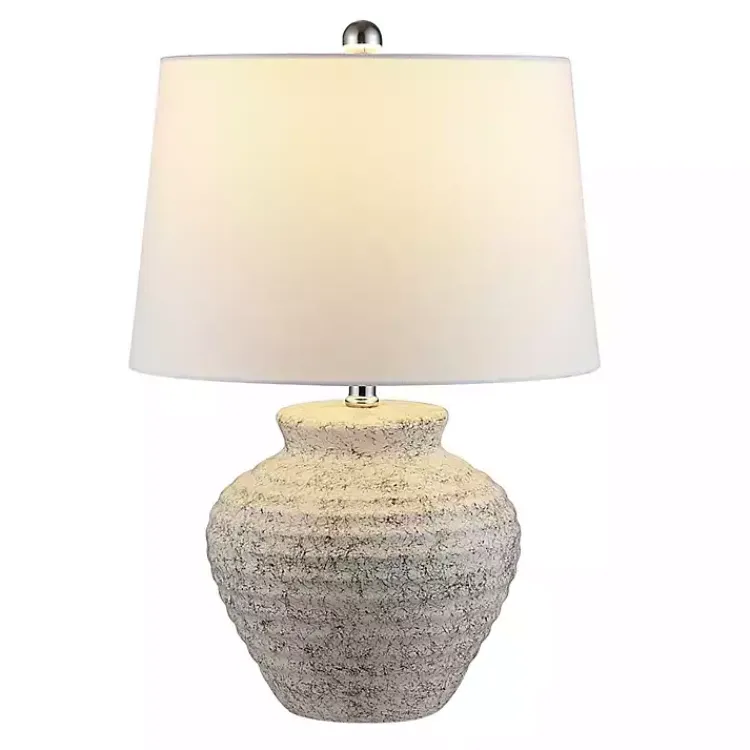Table Lamps-Kirklands Home Distressed Gray Ceramic Jug Ledger Table Lamp White