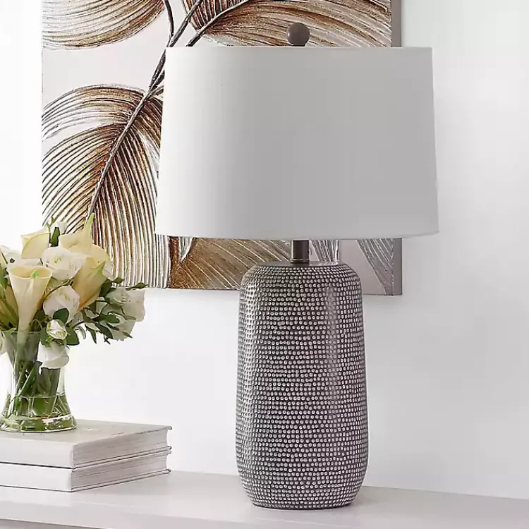 Table Lamps-Kirklands Home Gray & Dots Celvin Table Lamp White