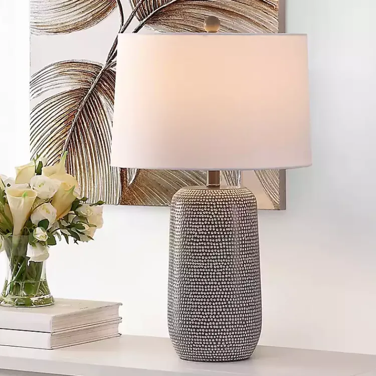 Table Lamps-Kirklands Home Gray & Dots Celvin Table Lamp White
