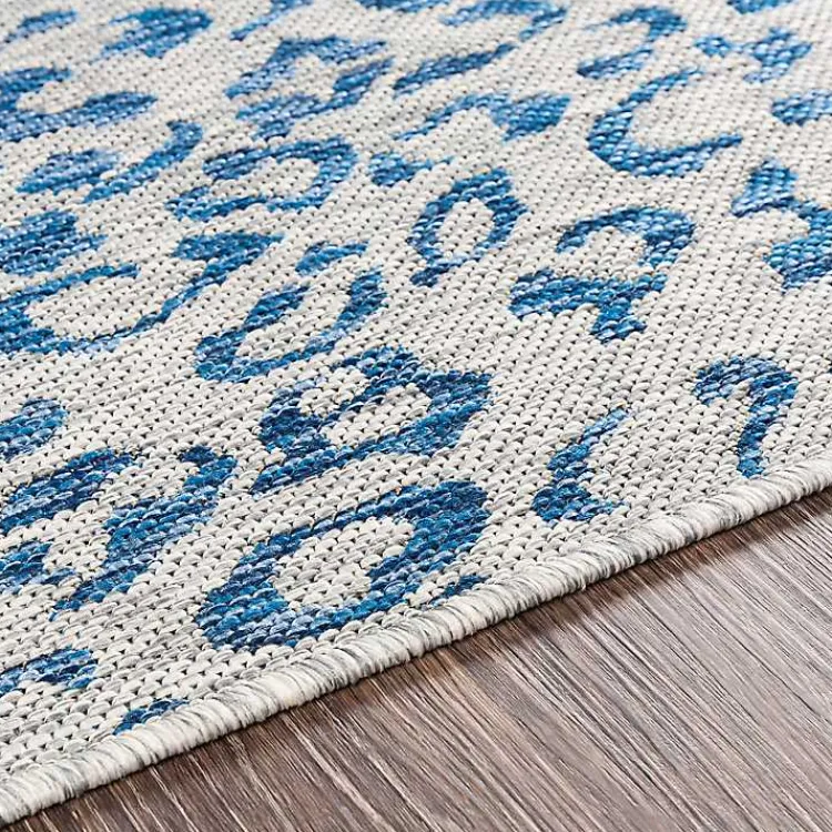 Outdoor Rugs-Kirklands Home Cauli Leopard Print Outdoor Rug, 4x5 Blue