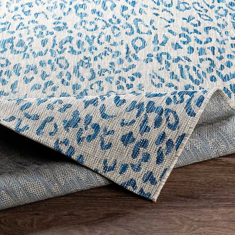 Outdoor Rugs-Kirklands Home Cauli Leopard Print Outdoor Rug, 8x12 Blue