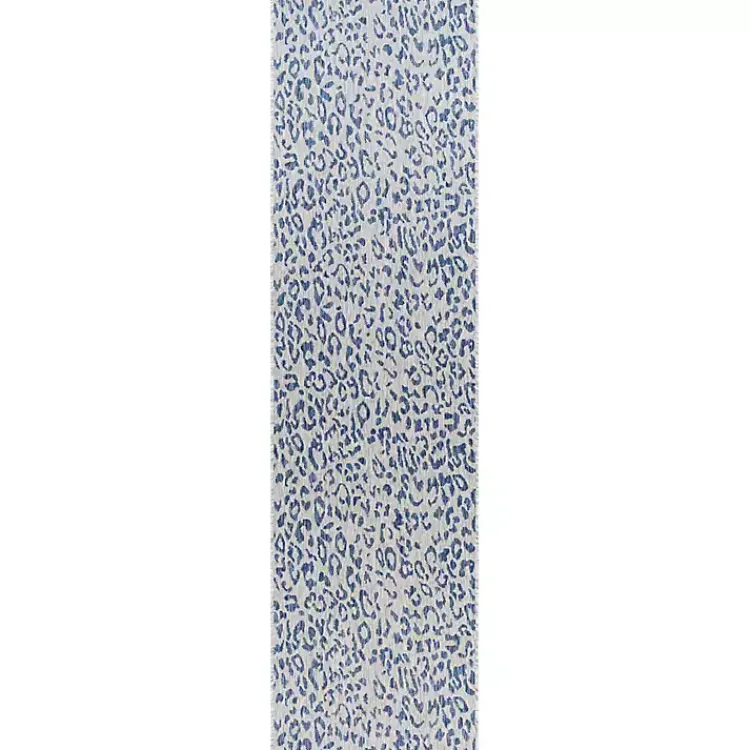 Outdoor Rugs-Kirklands Home Cauli Leopard Print Outdoor Runner Rug, 2x12 Blue