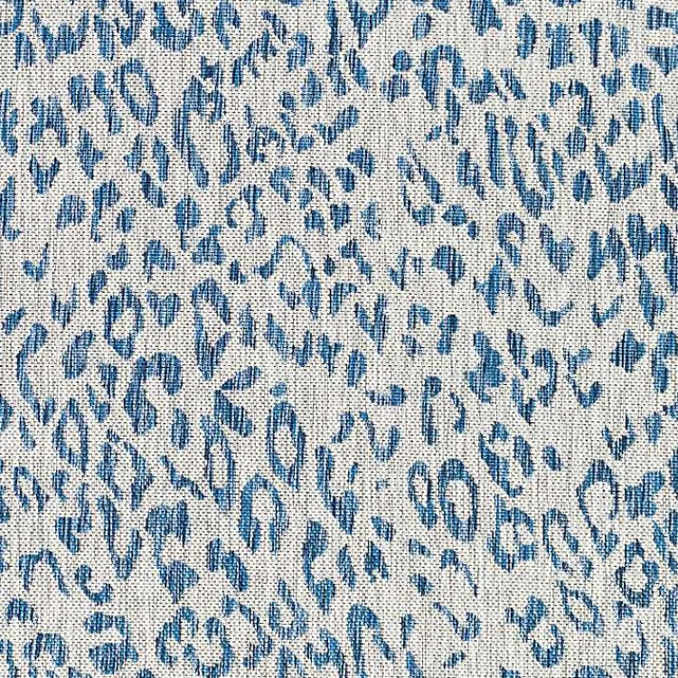 Outdoor Rugs-Kirklands Home Cauli Leopard Print Outdoor Runner Rug, 2x12 Blue