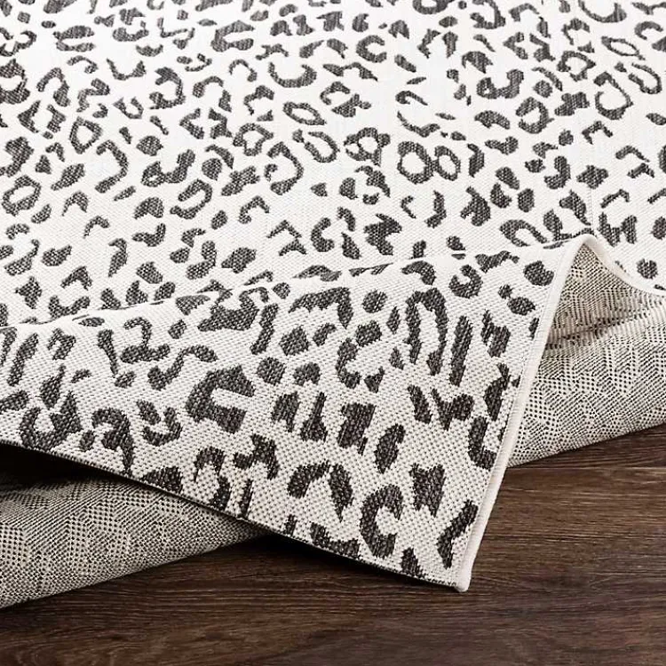 Outdoor Rugs-Kirklands Home Cauli Leopard Print Outdoor Rug, 6x6 Black