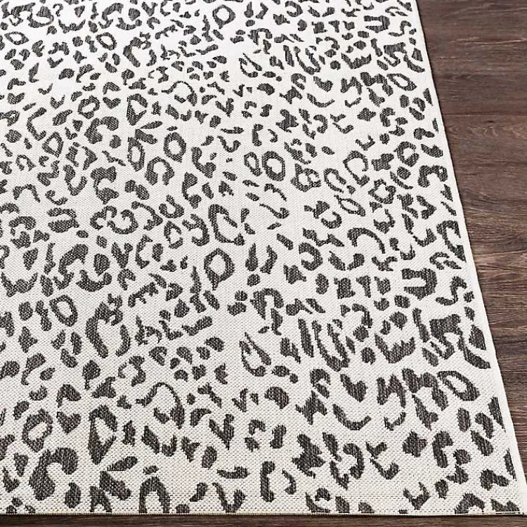 Outdoor Rugs-Kirklands Home Cauli Leopard Print Outdoor Rug, 6x6 Black