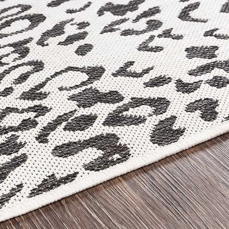 Outdoor Rugs-Kirklands Home Cauli Leopard Print Outdoor Rug, 6x6 Black