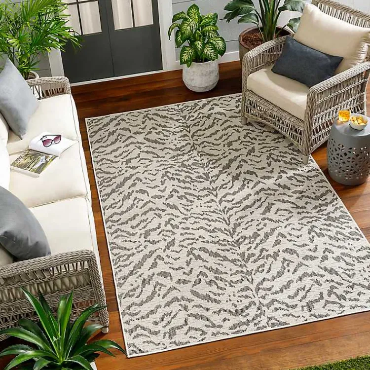 Outdoor Rugs-Kirklands Home Black Ravello Outdoor Rug, 5x7