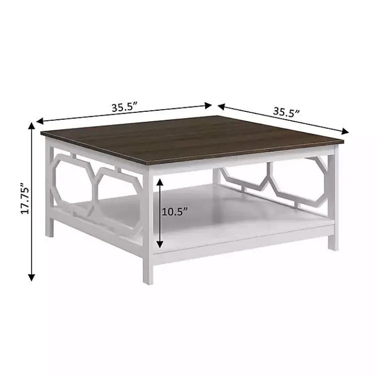 Coffee Tables-Kirklands Home White Two-Tone Geometric Sides Square Coffee Table
