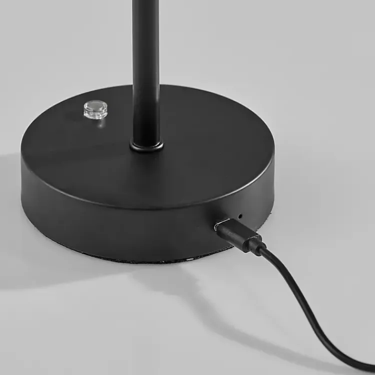 Outdoor Lighting-Kirklands Home Metal Disc Frosted Light Cordless Table Lamp Black