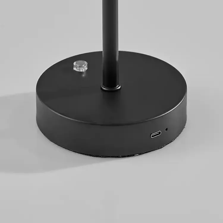 Outdoor Lighting-Kirklands Home Metal Disc Frosted Light Cordless Table Lamp Black