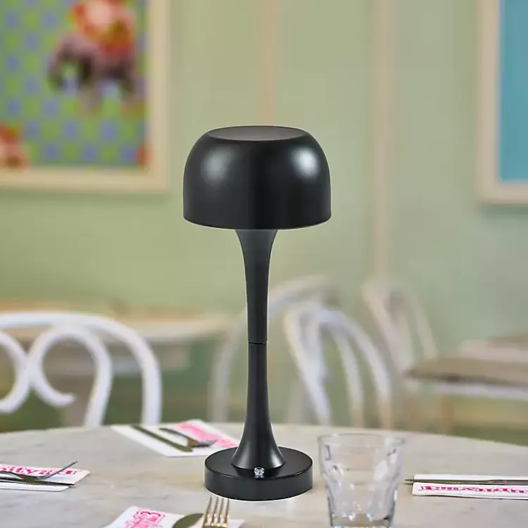 Outdoor Lighting-Kirklands Home Tapered Dome Frosted Light Cordless Lamp Black