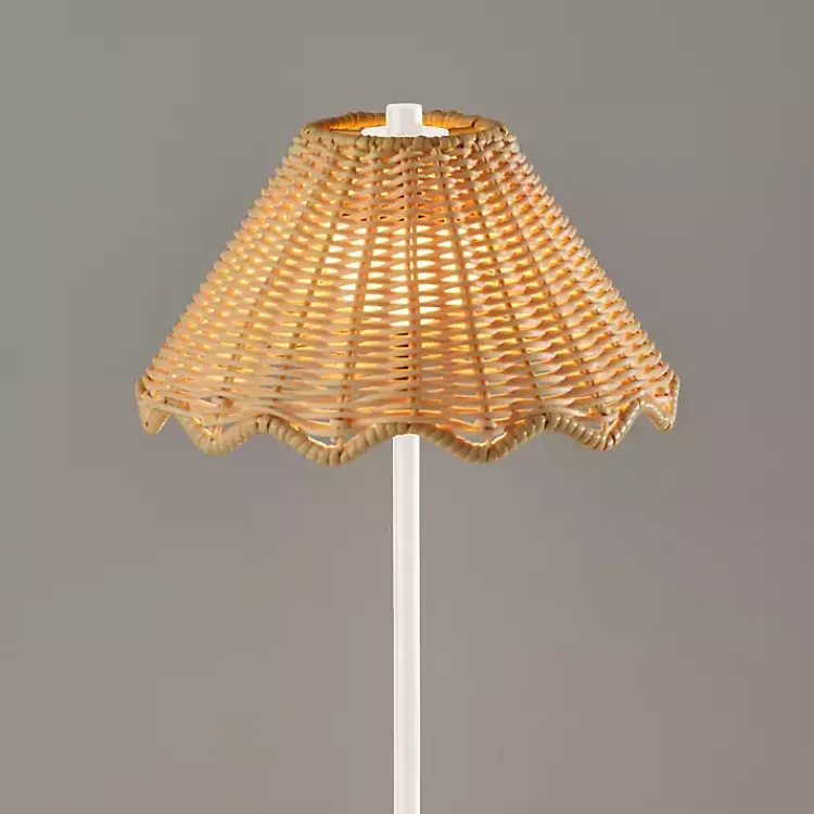 Outdoor Lighting-Kirklands Home Metal Scalloped Shade Cordless Table Lamp White