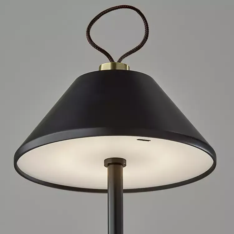 Outdoor Lighting-Kirklands Home Metal Frosted Light Cordless Table Lamp Black