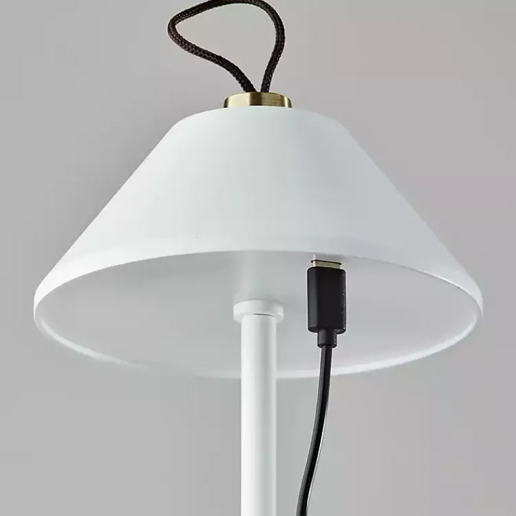 Outdoor Lighting-Kirklands Home Metal Frosted Light Cordless Table Lamp White