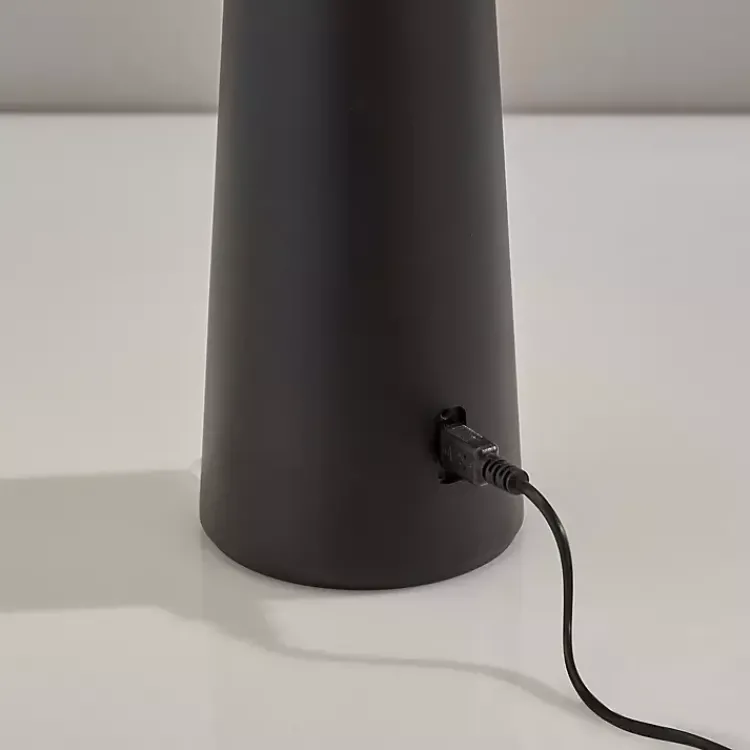 Outdoor Lighting-Kirklands Home Metal Dome Frosted Light Cordless Table Lamp Black