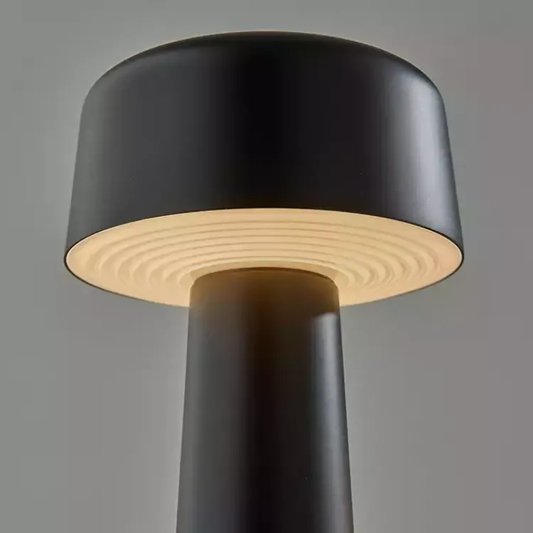 Outdoor Lighting-Kirklands Home Metal Dome Frosted Light Cordless Table Lamp Black