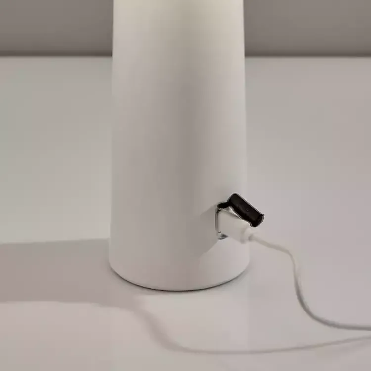 Outdoor Lighting-Kirklands Home Metal Dome Frosted Light Cordless Table Lamp White