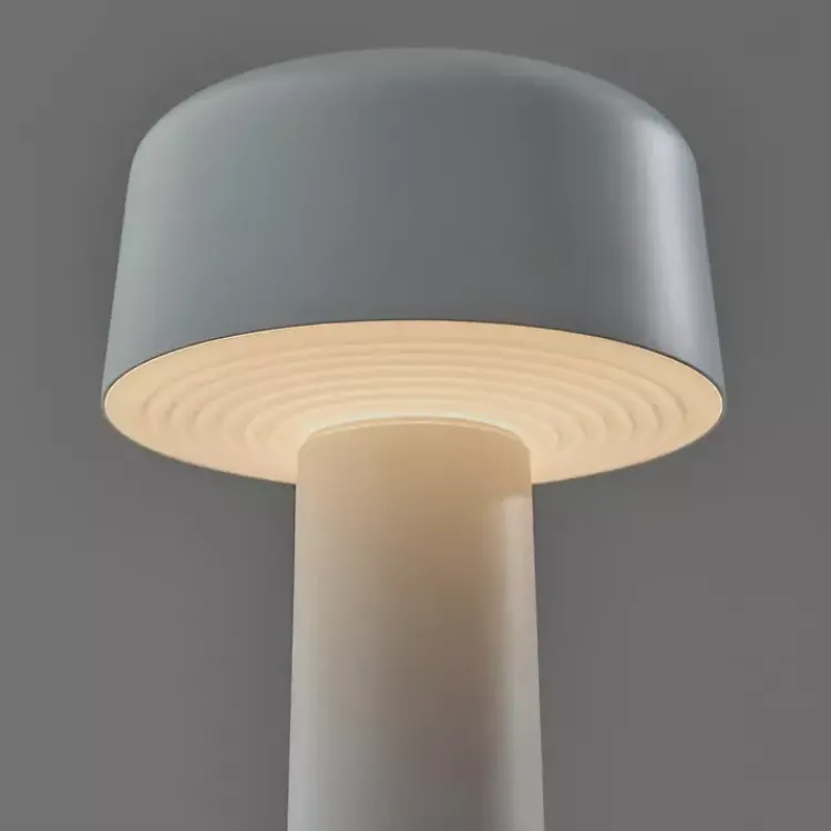 Outdoor Lighting-Kirklands Home Metal Dome Frosted Light Cordless Table Lamp White